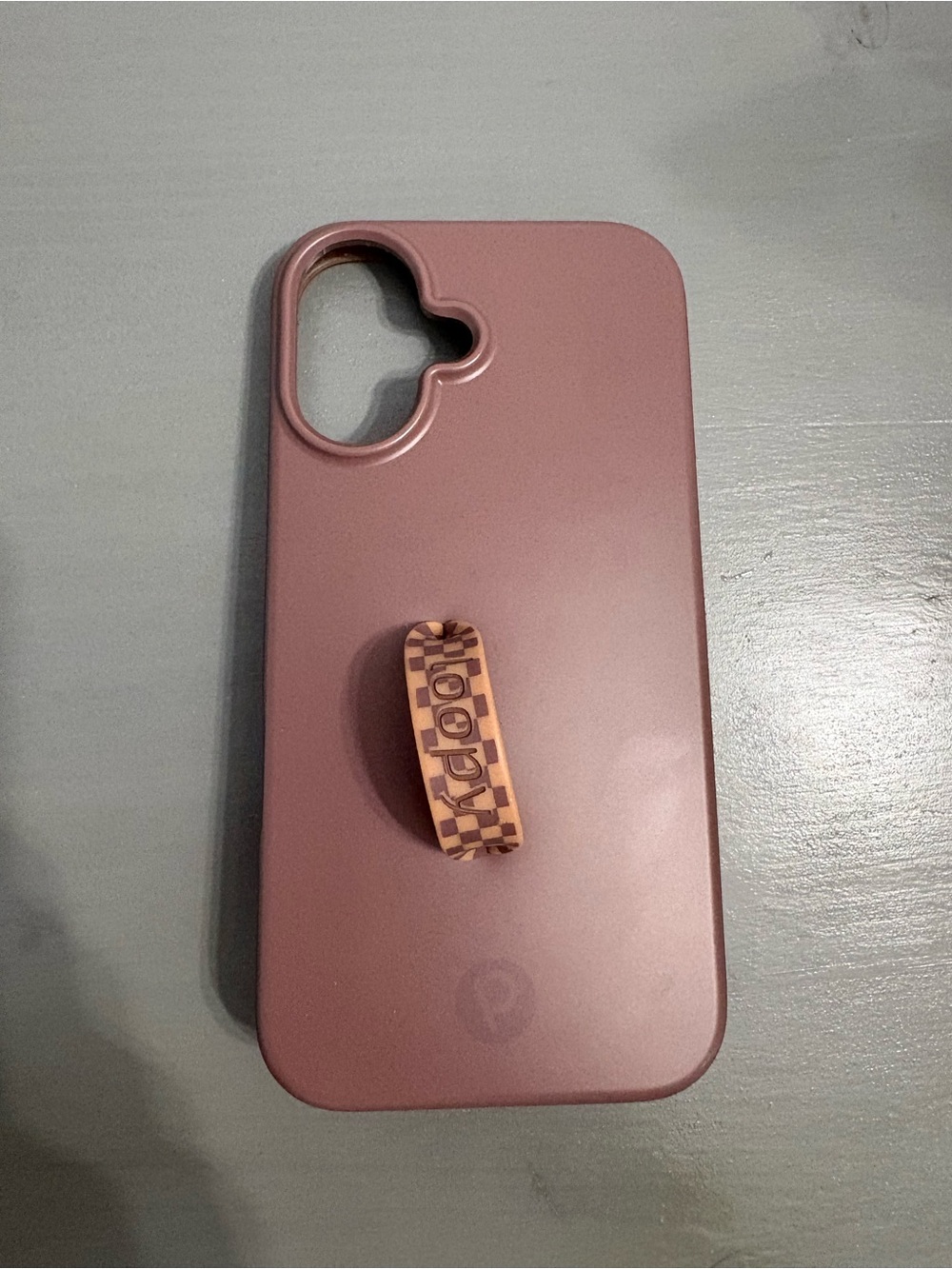 Loopy Case Brown Phone Case with Checker Grip Loop. iPhone 16